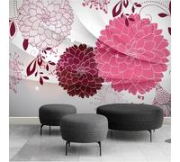 XLMING Minimaliste Géométrique Créatif Rose Floral Papier Peint 3D Soie De Luxe Intissé Bureau Salle à Manger Canapé Chambre Salon TV Mural Décoratif-400cm×280cm