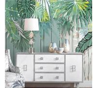 XLMING Minimaliste Grain De Bois Frais Plantes Feuilles Vertes 3D Papier Peint Luxe Décoration Manger Adulte Intérieure Salon Canapé Chambre Fond TV Mur-200cm×140cm