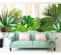 XLMING Minimaliste Grain De Bois Frais Vert Plantes 3D Papier Peint Luxe Décoration Manger Adulte Intérieure Salon Canapé Chambre Fond TV Mur-350cm×256cm