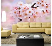 XLMING Minimaliste Magnifique Rose Fleur De Pêcher Reflet 3D Papier Peint Luxe Décoration Manger Adulte Intérieure Salon Canapé Chambre Fond TV Mur-250cm×170cm