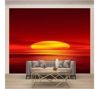 XLMING Minimaliste Magnifique Rouge Coucher De Soleil Mer 3D Papier Peint Premium Texturé Soie Bureau Salle à Manger Salon Chambre Coucher Canapé TV Mur-430cm×300cm