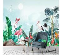 XLMING Minimaliste Plantes Fleurs Animaux Flamant Rose 3D Papier Peint Luxe Décoration Manger Adulte Intérieure Salon Canapé Chambre Fond TV Mur-150cm×105cm