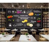XLMING Minimaliste Tableau Noir Créatif Dessiné À La Main Fruits Papier Peint 3D Soie De Luxe Intissé Bureau Salle à Manger Canapé Chambre Salon TV Mural Décoratif-150cm×105cm