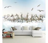 XLMING Minimaliste Tridimensionnel Animal Cheval Blanc Oiseau En Vol 3D Papier Peint Premium Texturé Soie Bureau Salle à Manger Salon Chambre Coucher Canapé TV Mur-400cm×280cm