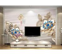 XLMING Minimaliste Tridimensionnel Bleu Diamants Bijoux 3D Papier Peint Luxe Décoration Manger Adulte Intérieure Salon Canapé Chambre Fond TV Mur-300cm×210cm