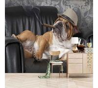 XLMING Minimaliste Tridimensionnel Créatif Animaux Chiot 3D Papier Peint Texture Soyeuse Intissé Salle à Manger Bureau D'étude Canapé Chambre Salon TV Mur-150cm×105cm