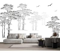 XLMING Minimaliste Tridimensionnel Noir Et Blanc Forêt Oiseaux En Vol 3D Papier Peint Texture Soyeuse Intissé Salle à Manger Bureau D'étude Canapé Chambre Salon TV Mur-150cm×105cm