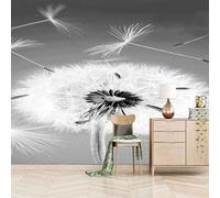 XLMING Minimaliste Tridimensionnel Noir Et Blanc Pissenlits Art Papier Peint 3D Soie De Luxe Intissé Bureau Salle à Manger Canapé Chambre Salon TV Mural Décoratif-350cm×256cm