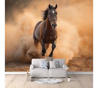 XLMING Minimaliste Tridimensionnel Terre De Sienne Brûlée Animal Cheval 3D Papier Peint Luxe Décoration Manger Adulte Intérieure Salon Canapé Chambre Fond TV Mur-150cm×105cm