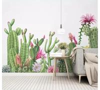XLMING Minimaliste Vert Plantes Cactus Fleurs 3D Papier Peint Premium Texturé Soie Bureau Salle à Manger Salon Chambre Coucher Canapé TV Mur-150cm×105cm