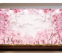 XLMING Montagnes Abstraites Et Belles Fleurs Roses Papier Peint 3D Soie Texturée Haut De Gamme Salon Canapé Chambre À Coucher Salle Manger Murale-350cm×256cm