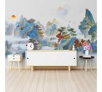 XLMING Montagnes Colorées Dessinées À La Main Architecture Petits Arbres 3D Papier Peint Texture Soyeuse Intissé Salle à Manger Bureau D'étude Canapé Chambre Salon TV Mur-250cm×170cm