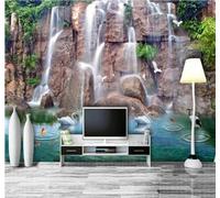 XLMING Montagnes Cours D'Eau Cascade Feuilles Vertes Cygne 3D Papier Peint Texture Soyeuse Intissé Salle à Manger Bureau D'étude Canapé Chambre Salon TV Mur-300cm×210cm