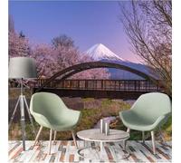 XLMING Montagnes Enneigées Éthérées Forêts Roses Pont En Bois 3D Papier Peint Premium Texturé Soie Bureau Salle à Manger Salon Chambre Coucher Canapé TV Mur-430cm×300cm