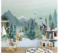 XLMING Montagnes Forêts Oiseaux En Vol Châteaux Animaux 3D Papier Peint Texture Soyeuse Intissé Salle à Manger Bureau D'étude Canapé Chambre Salon TV Mur-200cm×140cm