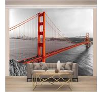 XLMING Montagnes Grises Architecture Ponts Rouges Rivières 3D Papier Peint Luxe Décoration Manger Adulte Intérieure Salon Canapé Chambre Fond TV Mur-200cm×140cm