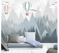 XLMING Montagnes Rétro Montgolfière Oiseaux En Vol 3D Papier Peint Texture Soyeuse Intissé Salle à Manger Bureau D'étude Canapé Chambre Salon TV Mur-350cm×256cm