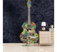 XLMING Motif Coloré Créatif Instrument De Musique Guitare 3D Papier Peint Texture Soyeuse Intissé Salle à Manger Bureau D'étude Canapé Chambre Salon TV Mur-250cm×170cm