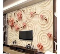 XLMING Motifs Géométriques En Relief Stéréoscopique Fleurs Roses 3D Papier Peint Texture Soyeuse Intissé Salle à Manger Bureau D'étude Canapé Chambre Salon TV Mur-400cm×280cm