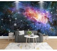 XLMING Multicolore Ciel Étoilé Cosmos Étoiles Géométrique 3D Papier Peint Premium Texturé Soie Bureau Salle à Manger Salon Chambre Coucher Canapé TV Mur-400cm×280cm