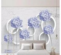 XLMING Mur De Briques Blanc Circulaire Violet Fleurs 3D Papier Peint Premium Texturé Soie Bureau Salle à Manger Salon Chambre Coucher Canapé TV Mur-430cm×300cm