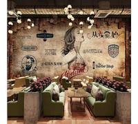 XLMING Mur De Briques Rouges Vintage Du Salon De Beauté Hairdresser 3D Papier Peint Luxe Décoration Manger Adulte Intérieure Salon Canapé Chambre Fond TV Mur-430cm×300cm