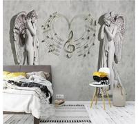 XLMING Mur En Béton Gris Ange Musique Art 3D Papier Peint Premium Texturé Soie Bureau Salle à Manger Salon Chambre Coucher Canapé TV Mur-200cm×140cm