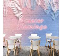 XLMING Murs En Briques Colorés Plantes Tropicales Feuillage 3D Papier Peint Aspect Soie Décoratif Bureau Salle à Manger Salon Chambre Coucher Canapé TV Mur-430cm×300cm