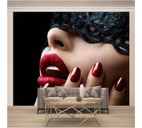 XLMING Nail Art Avec Des Figures Minimalistes Et Des Lèvres Rouges 3D Papier Peint Luxe Décoration Manger Adulte Intérieure Salon Canapé Chambre Fond TV Mur-300cm×210cm