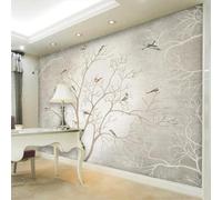 XLMING Nostalgie Art Abstrait Vintage Oiseau Arbre 3D Papier Peint Texture Soyeuse Intissé Salle à Manger Bureau D'étude Canapé Chambre Salon TV Mur-400cm×280cm