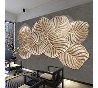 XLMING Nostalgie Créative Relief Artistique Feuilles D'Or Papier Peint 3D Soie De Luxe Intissé Bureau Salle à Manger Canapé Chambre Salon TV Mural Décoratif-200cm×140cm
