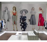 XLMING Nostalgie Créative Rétro Dessiné À La Main Magasin De Vêtements De Beauté Papier Peint 3D Soie De Luxe Intissé Bureau Salle à Manger Canapé Chambre Salon TV Mural Décoratif-200cm×140cm