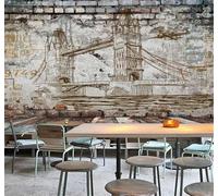 XLMING Nostalgie Murs En Briques De Béton Ponts Restaurants Cafés 3D Papier Peint Texture Soyeuse Intissé Salle à Manger Bureau Canapé Chambre Salon TV Mur-300cm×210cm