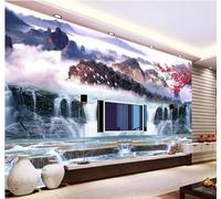 XLMING Nuages Hautes Montagnes Pays De Rêve Cascade Richesse Feng Shui 3D Papier Peint Texture Soyeuse Intissé Salle à Manger Bureau D'étude Canapé Chambre Salon TV Mur-400cm×280cm