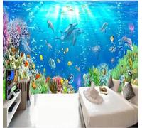 XLMING Océan Bleu Monde Sous Marin Banc De Poissons Algues 3D Papier Peint Luxe Décoration Manger Adulte Intérieure Salon Canapé Chambre Fond TV Mur-200cm×140cm