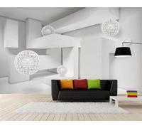 XLMING Orbe D'Architecture Cubique Créative Personnalisée 3D Papier Peint Premium Texturé Soie Bureau Salle à Manger Salon Chambre Coucher Canapé TV Mur-200cm×140cm