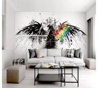 XLMING Original Artistique Grand Aigle Oiseau Noir Et Blanc Ailes 3D Papier Peint Texture Soyeuse Intissé Salle à Manger Bureau D'étude Canapé Chambre Salon TV Mur-430cm×300cm