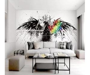 XLMING Original Artistique Grand Aigle Oiseau Noir Et Blanc Ailes 3D Papier Peint Texture Soyeuse Intissé Salle à Manger Bureau D'étude Canapé Chambre Salon TV Mur-250cm×170cm