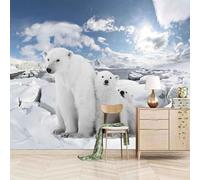 XLMING Ours Blanc Du Ciel En Trois Dimensions 3D Papier Peint Premium Texturé Soie Bureau Salle à Manger Salon Chambre Coucher Canapé TV Mur-350cm×256cm