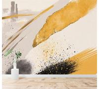 XLMING Papier Peint 3D Abstrait Doré Noir Encre Art | Autocollants Décoratifs Haut de Gamme Adaptés à Tous les Murs Des Restaurants Canapés Salons et Chambres Coucher-150cm×105cm