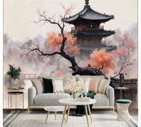 XLMING Papier Peint 3D Abstrait Encre De Chine Cerisiers En Fleurs Paysage | Autocollants Décoratifs Haut de Gamme Adaptés à Tous les Murs Des Restaurants Canapés Salons et Chambres Coucher-200cm×140cm