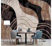 XLMING Papier Peint 3D Abstrait Rétro Aquarelle Lignes Feuilles | Une Texture Soyeuse et Luxueuse Intissé Idéale Pour la Salle à Manger le Salon Chambre Bureau Canapé Mur Derrière-430cm×300cm