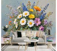 XLMING Papier Peint 3D Beau Coloré Fleurs Sauvages Bouquet Vase | Autocollants Décoratifs Haut de Gamme Adaptés à Tous les Murs Des Restaurants Canapés Salons et Chambres Coucher-150cm×105cm