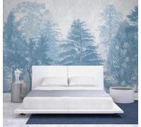 XLMING Papier Peint 3D Dessin À La Main Bleu Encre De Chine Jungle Paysage | Une Texture Soyeuse et Luxueuse Intissé Idéale Pour la Salle à Manger le Salon Chambre Bureau Canapé Mur Derrière-430cm×300cm