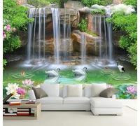 XLMING Papier Peint 3D En Trois Dimensions Cascade Lac Cygne Paysage | Une Texture Soyeuse et Luxueuse Intissé Idéale Pour la Salle à Manger le Salon Chambre Bureau Canapé Mur Derrière-430cm×300cm