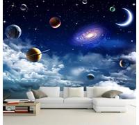 XLMING Papier Peint 3D Esthétique Bleu Univers Ciel Étoilé Planète | Une Texture Soyeuse et Luxueuse Intissé Idéale Pour la Salle à Manger le Salon Chambre Bureau Canapé Mur Derrière-300cm×210cm
