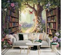 XLMING Papier Peint 3D Étagère Papillon Fleurs Jardin Sentier | Autocollants Décoratifs Haut de Gamme Adaptés à Tous les Murs Des Restaurants Canapés Salons et Chambres Coucher-150cm×105cm