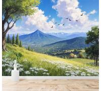 XLMING Papier Peint 3D Fraîcheur Verdure Vallée Fleurs Sauvages Ciel Bleu | Autocollants Décoratifs Haut de Gamme Adaptés à Tous les Murs Des Restaurants Canapés Salons et Chambres Coucher-150cm×105cm