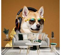 XLMING Papier Peint 3D Minimaliste En Relief Casque Audio Animal Chiot | Autocollants Décoratifs Haut de Gamme Adaptés à Tous les Murs Des Restaurants Canapés Salons et Chambres Coucher-250cm×170cm