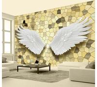 XLMING Papier Peint 3D Relief Ailes D'Ange Doré Géométrique Mosaïque | Autocollants Décoratifs Haut de Gamme Adaptés à Tous les Murs Des Restaurants Canapés Salons et Chambres Coucher-200cm×140cm